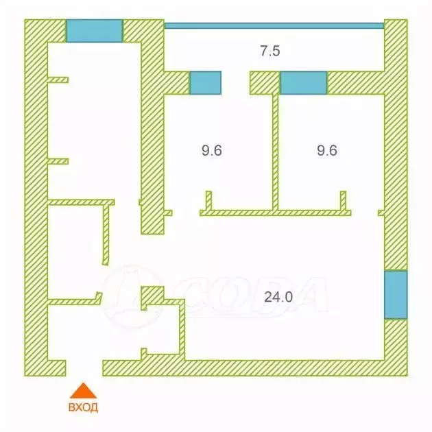 3-к кв. Тюменская область, Тюмень ул. Грибоедова, 13к1 (70.1 м) - Фото 2