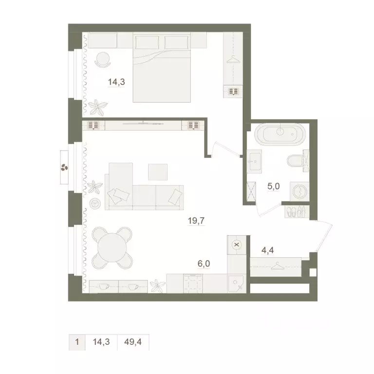 1-к кв. Башкортостан, Уфа Родина Парк жилой комплекс (49.4 м) - Фото 0