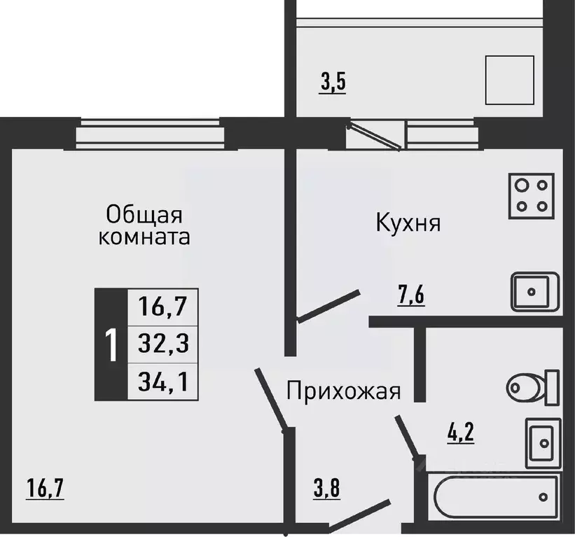 1-к кв. Орловская область, Орловский район, д. Жилина ул. Садовая, 2к1 ... - Фото 0