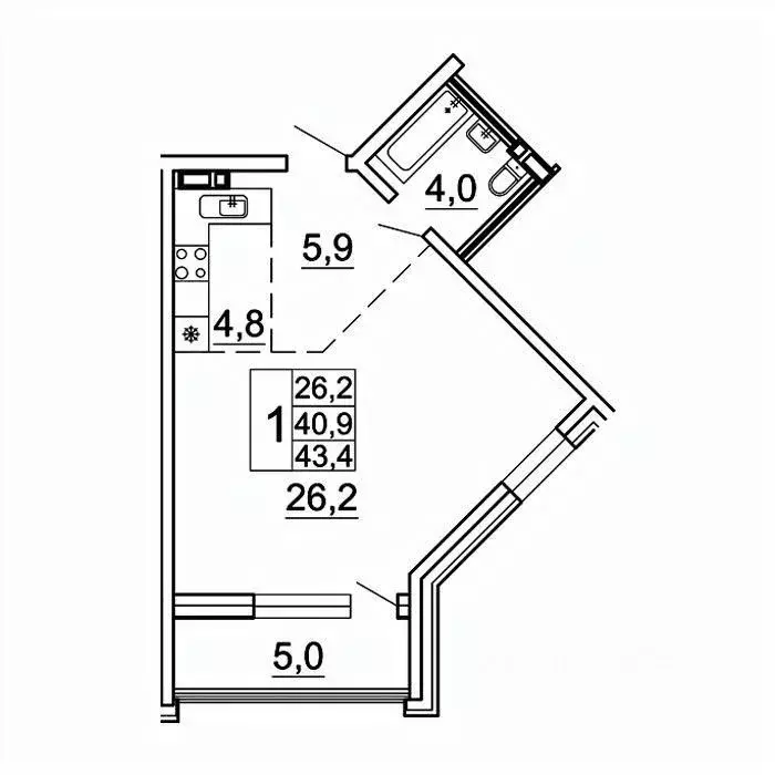 1-к кв. Приморский край, Владивосток Лесная ул., 1В/1 (43.4 м) - Фото 1