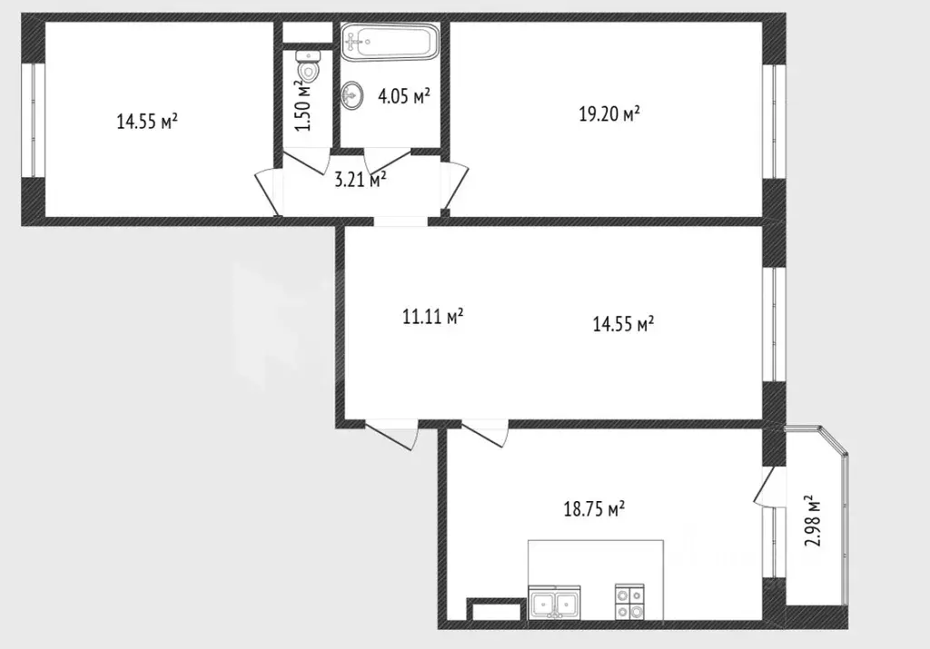 3-к кв. Тюменская область, Тюмень ул. Федюнинского, 62к2 (87.0 м) - Фото 1