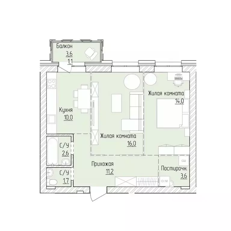 2-к кв. Алтайский край, Барнаул ВРЗ мкр, бул. 9 Января (60.2 м) - Фото 1