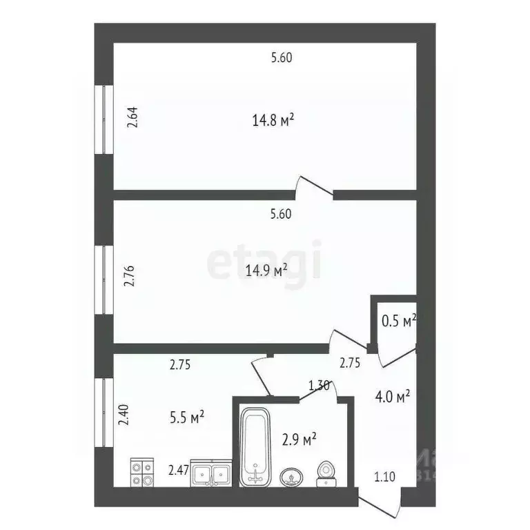 2-к кв. Саха (Якутия), Якутск ул. Очиченко, 25 (44.0 м) - Фото 2