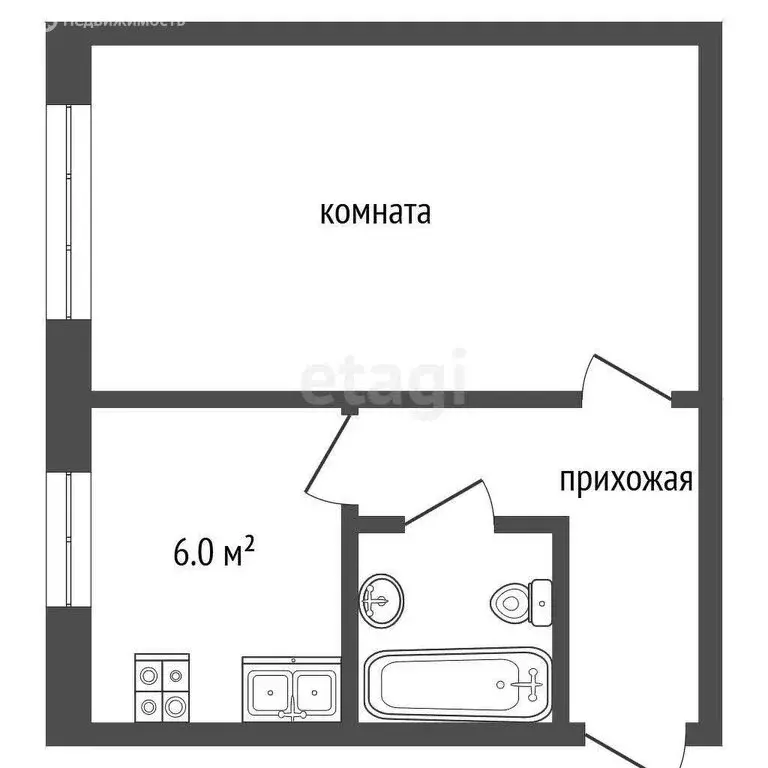 1-комнатная квартира: Кемерово, Вельская улица, 1А (31.3 м) - Фото 1