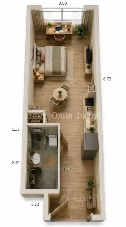 Студия Московская область, Лыткарино 6-й мкр, 15Д (24.1 м) - Фото 2