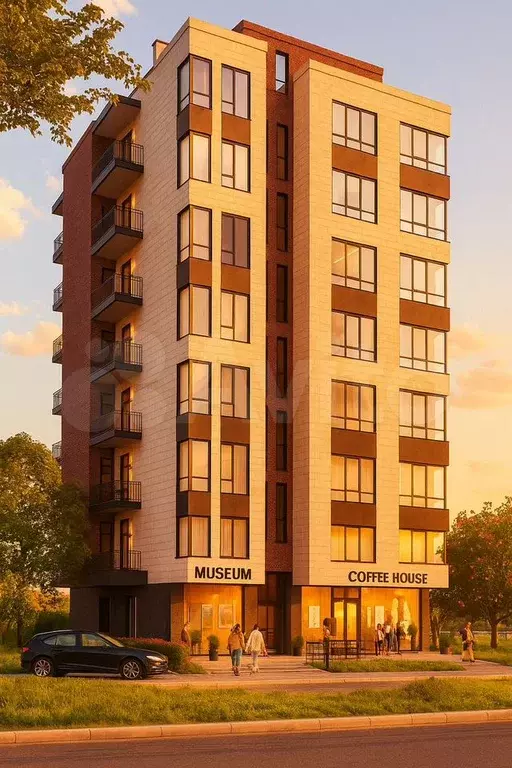Апартаменты-студия, 39,5 м, 7/8 эт. - Фото 1