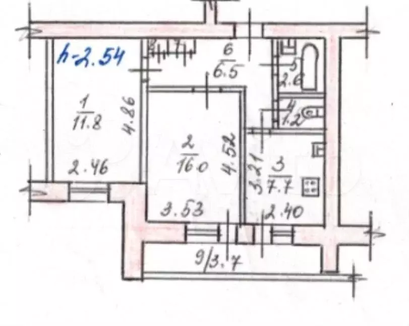 2-к. квартира, 50 м, 7/9 эт. - Фото 0