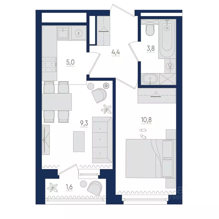 2-к кв. Башкортостан, Уфа бул. Яркий (34.1 м) - Фото 1