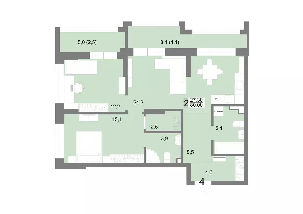 2-комнатная квартира: Екатеринбург, Посадская улица, 26 (80 м) - Фото 1