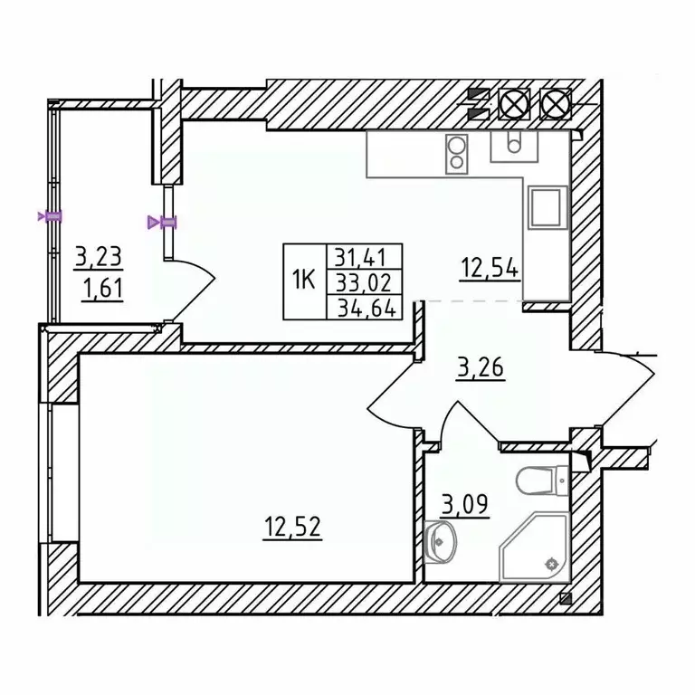 1-к кв. Калининградская область, Зеленоградск  (34.64 м) - Фото 1