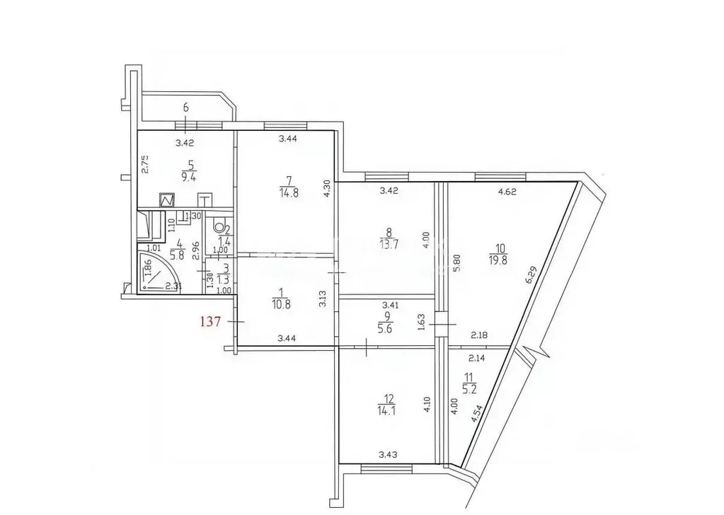 4-к кв. Московская область, Реутов Юбилейный просп., 78 (101.9 м) - Фото 2