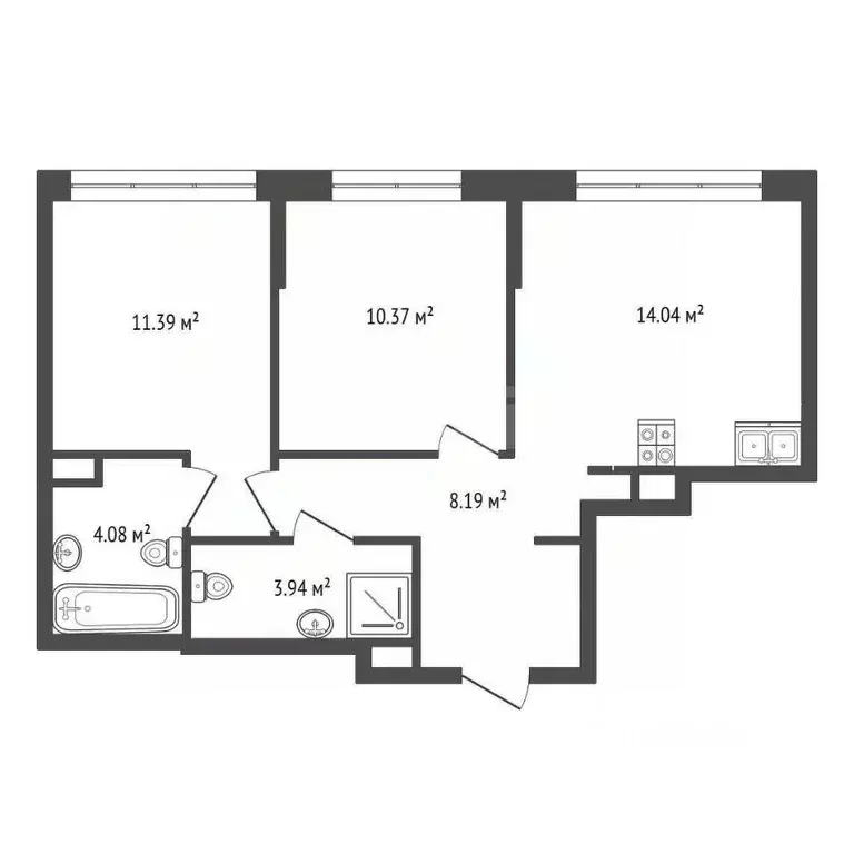 2-к кв. Тюменская область, Тюмень Интернациональная ул., 199к10 (52.01 ... - Фото 2