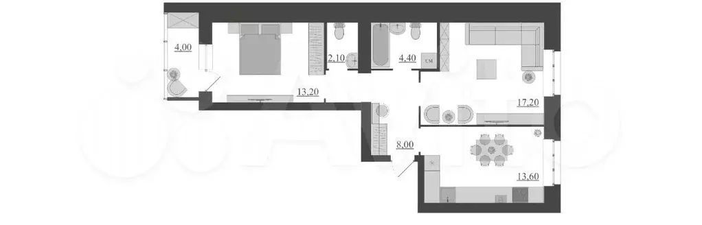 2-к. квартира, 62,5 м, 4/6 эт. - Фото 0