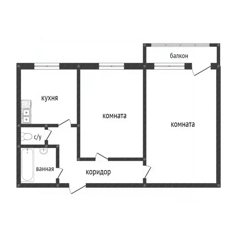 2-к кв. Свердловская область, Нижний Тагил ул. Дружинина, 67/2 (43.0 ... - Фото 2