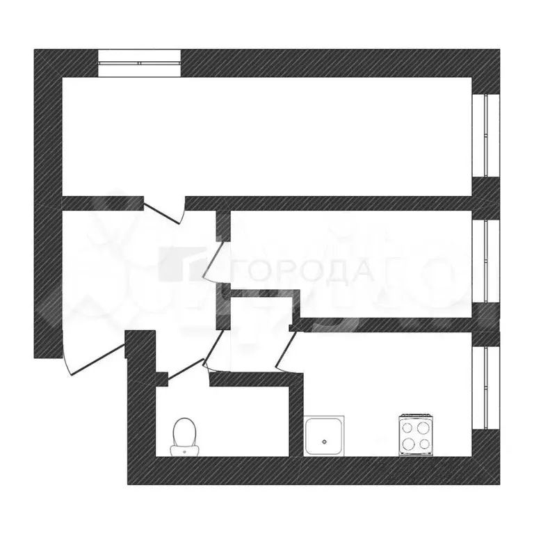 2-к. квартира, 42,1 м, 1/5 эт. - Фото 0