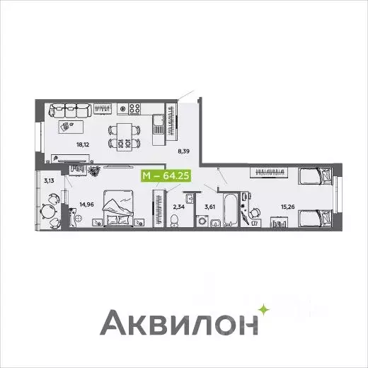 2-к кв. Архангельская область, Архангельск 6-й мкр,  (64.25 м) - Фото 0