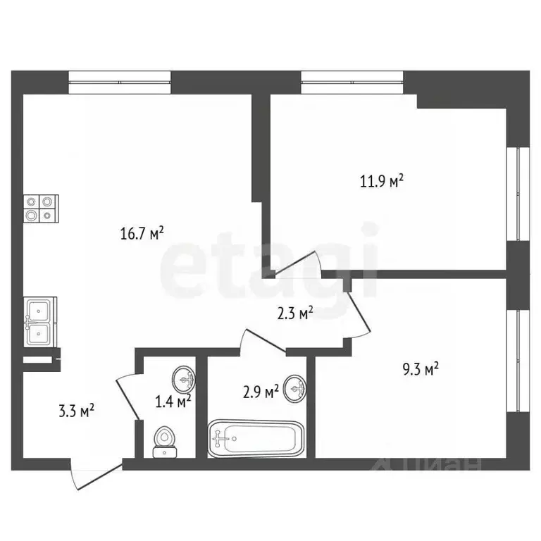 2-к кв. Москва Новоостаповская ул., 7к2 (47.8 м) - Фото 2