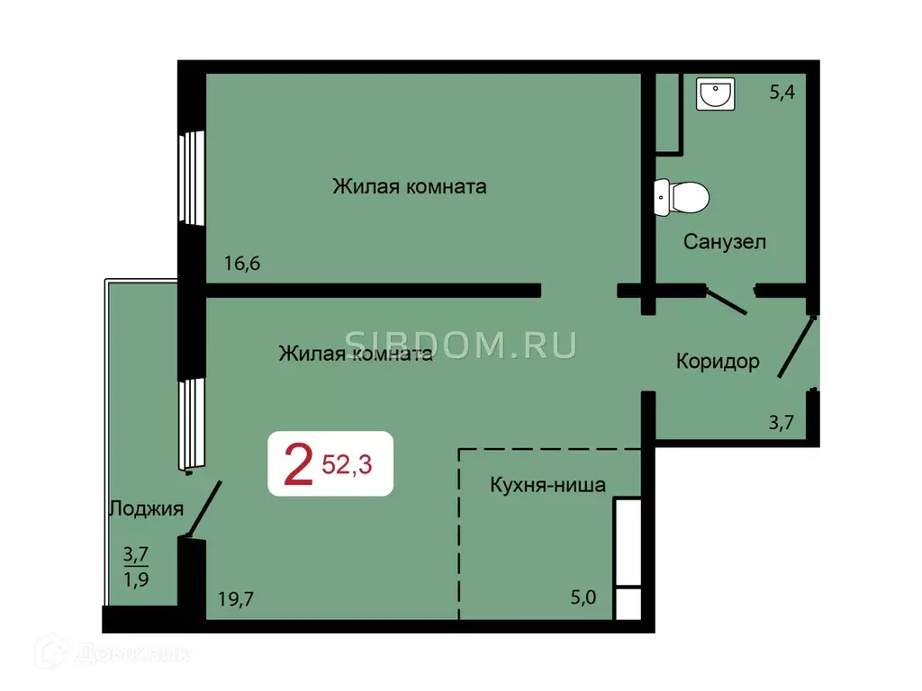Продаётся 2-к квартира, 52 м - Фото 0