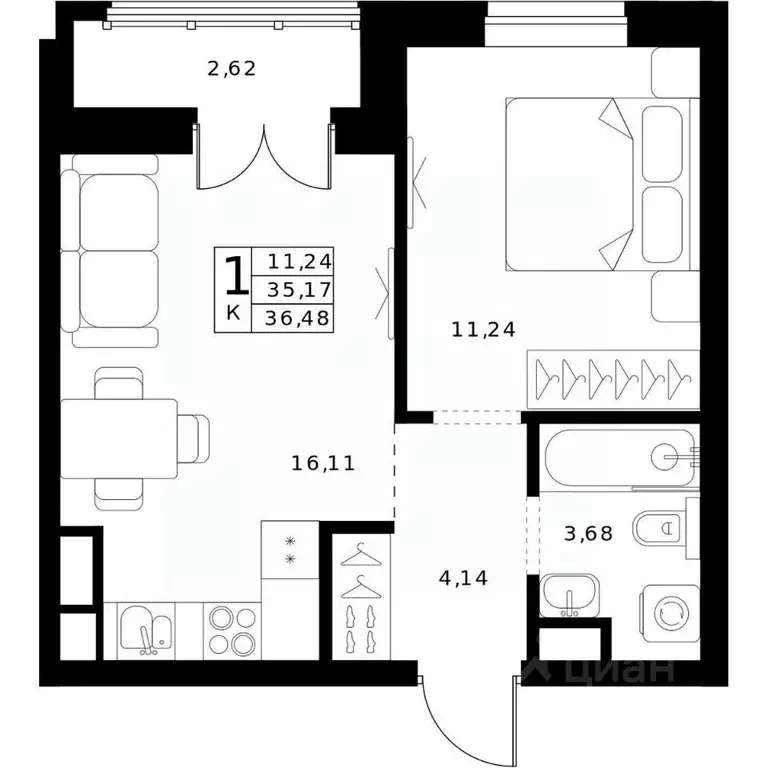 1-к кв. Нижегородская область, Нижний Новгород Ленгородок мкр, Мед ... - Фото 1