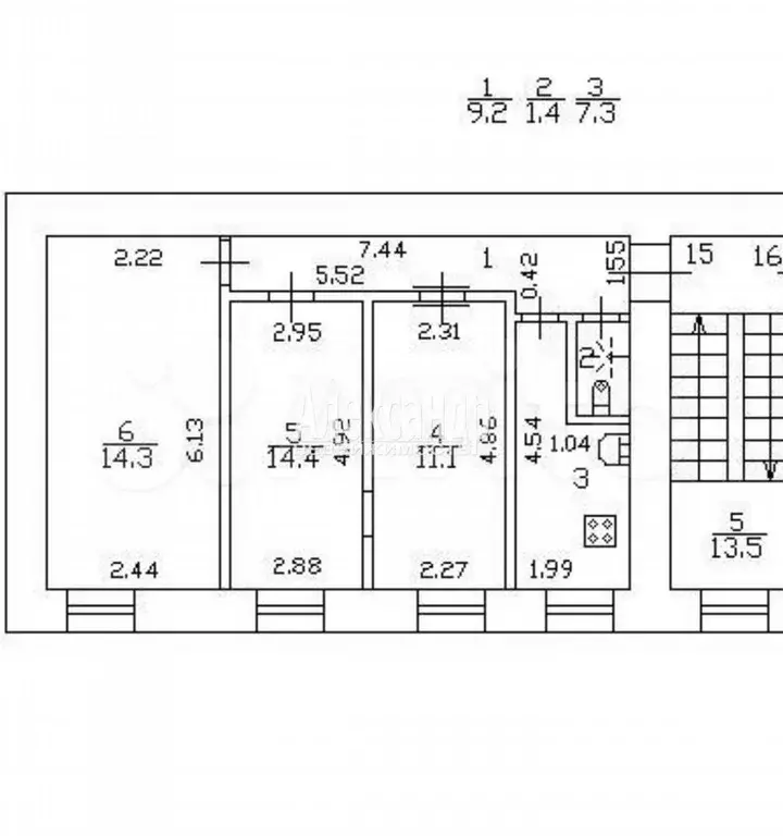 3-к. квартира, 57,7 м, 5/5 эт. - Фото 0