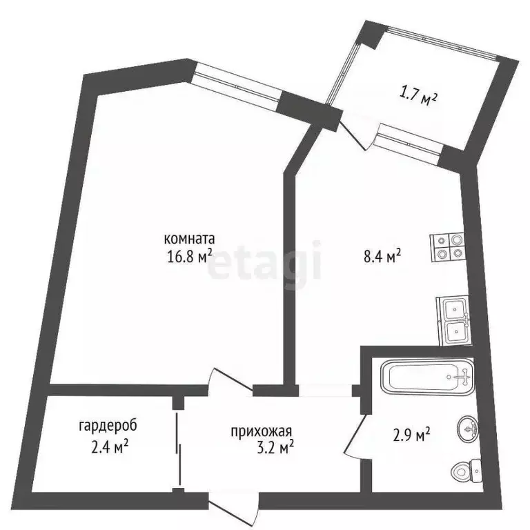 1-к кв. Калининградская область, Калининград ул. Гайдара, 175 (35.4 м) - Фото 1