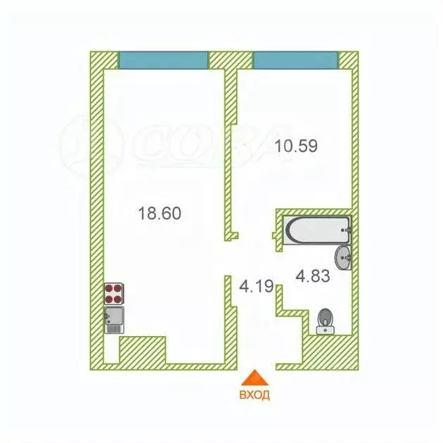 1-к кв. Тюменская область, Тюмень ул. Разведчика Кузнецова, 7 (36.8 м) - Фото 1