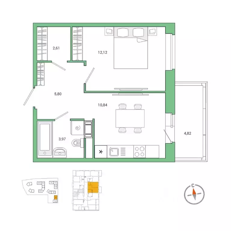 1-к кв. Ленинградская область, Всеволожский район, Заневское городское ... - Фото 1