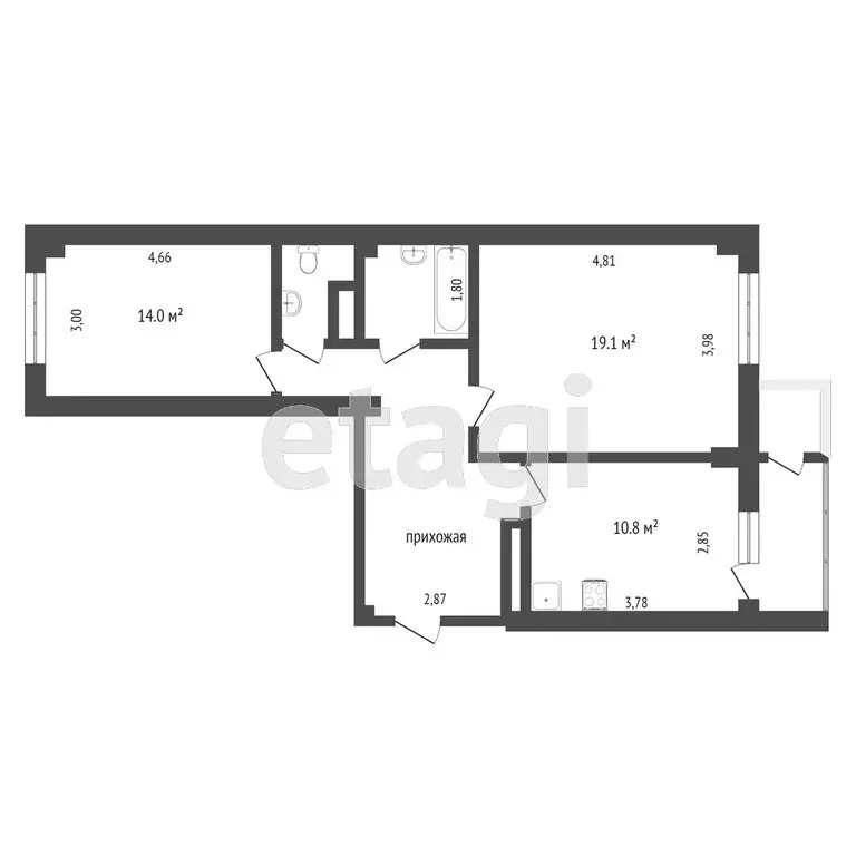 2-комнатная квартира: Щепкинское сельское поселение, посёлок ... - Фото 1