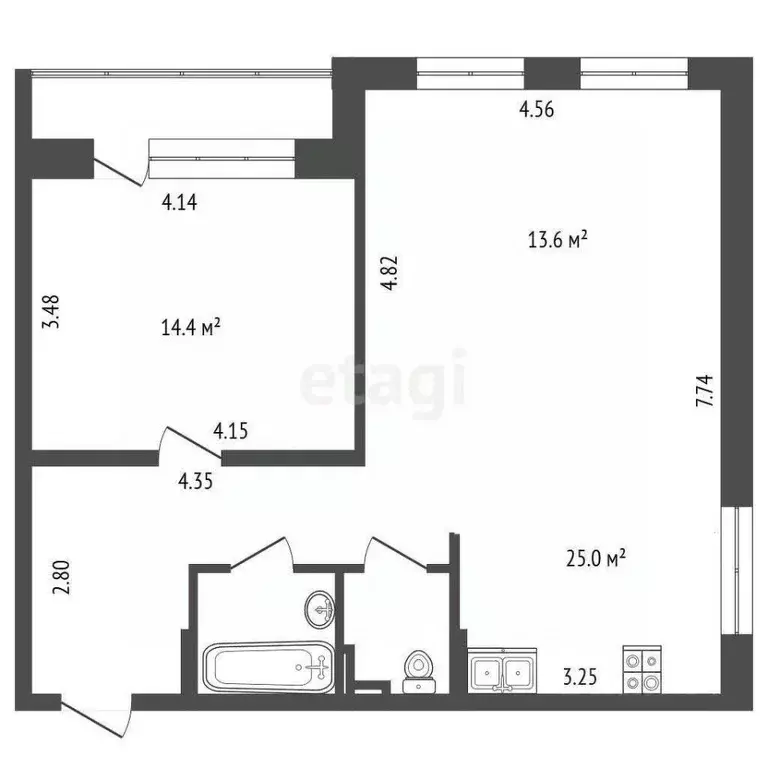 2-к кв. Вологодская область, Вологда Ольховая ул., 1 (59.9 м) - Фото 1