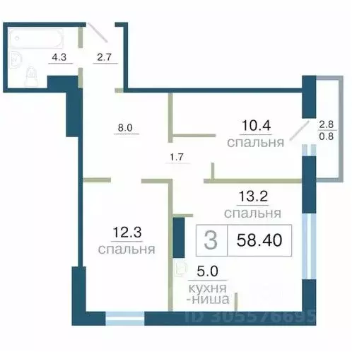 3-к кв. Красноярский край, Красноярск ул. Дубровинского (58.4 м) - Фото 1