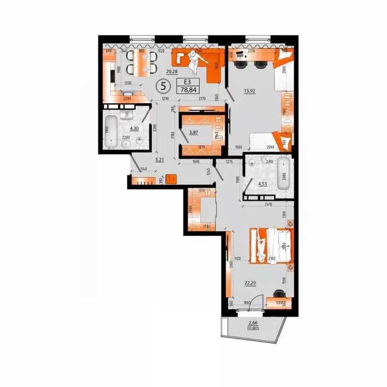 1-к кв. Приморский край, Владивосток Санрайс жилой комплекс (78.04 м) - Фото 2