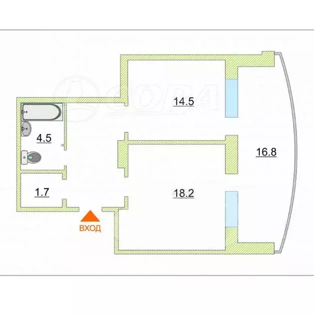 1-комнатная квартира: Тюмень, улица Бориса Житкова, 8 (50 м) - Фото 1