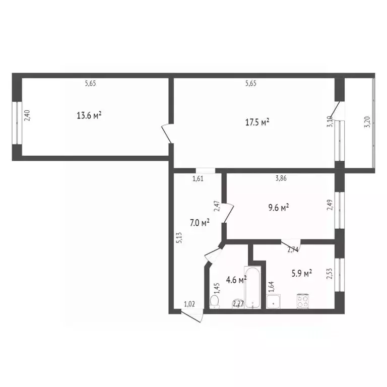 3-к кв. Брянская область, Брянск проезд 2-й Станке Димитрова, 7Б (58.4 ... - Фото 2