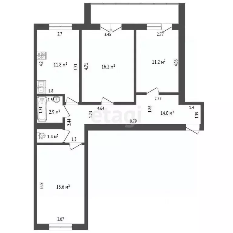 3-к кв. Архангельская область, Котлас ул. Ушинского, 22 (73.1 м) - Фото 2