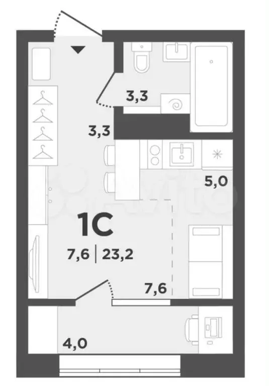 Квартира-студия, 23,2 м, 7/9 эт. - Фото 0