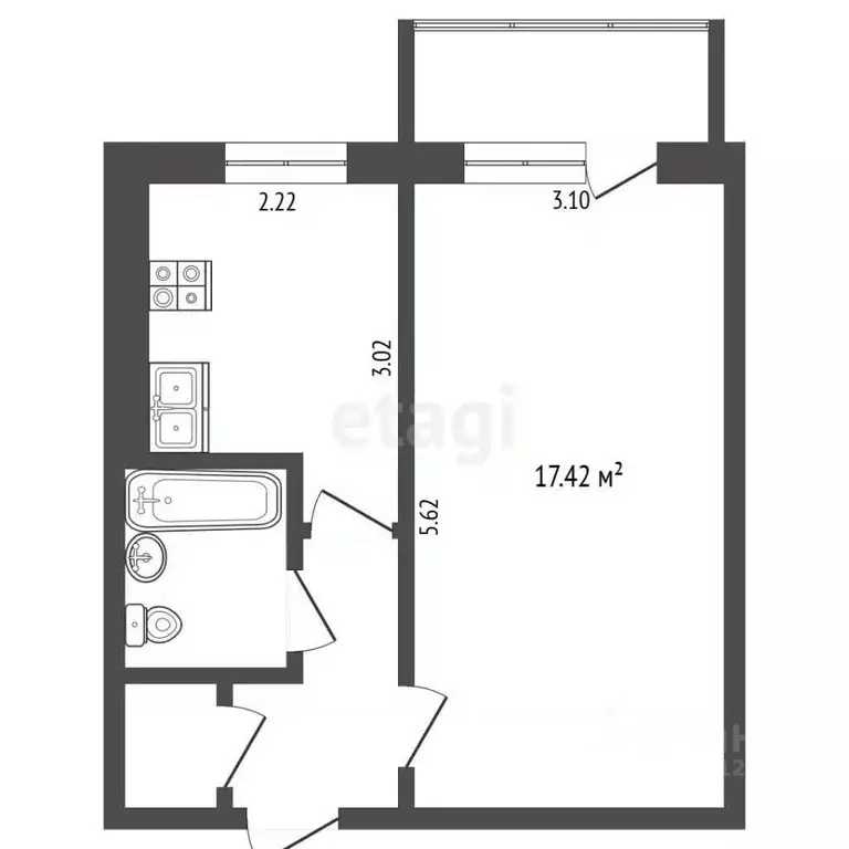 1-к кв. Белгородская область, Белгород ул. Щорса, 27 (31.0 м) - Фото 2