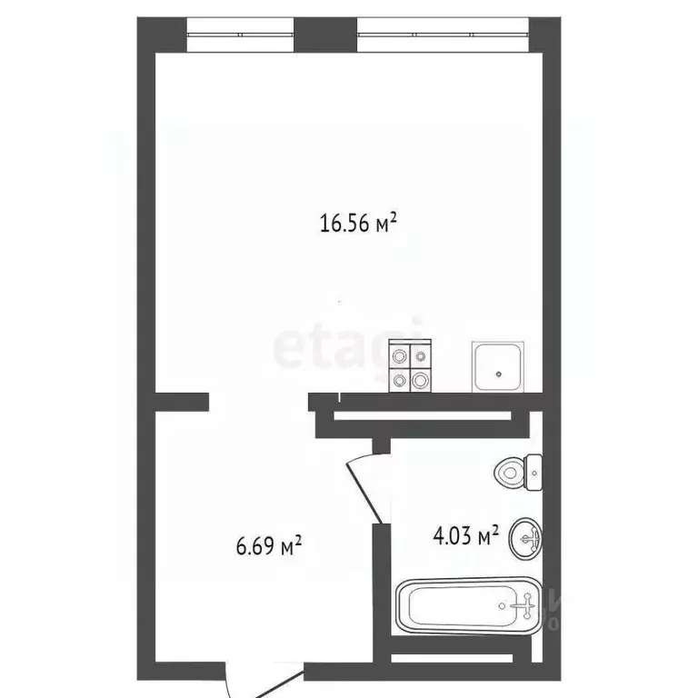 Студия Тюменская область, Тюмень Ставропольская ул., 160/1 (27.4 м) - Фото 1