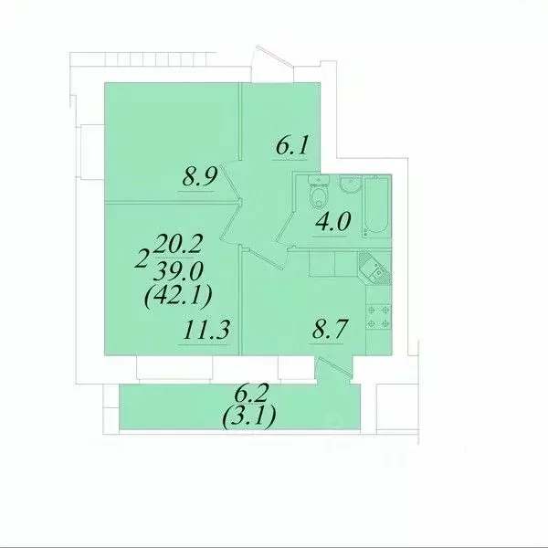 2-к кв. Вологодская область, Вологда Новгородская ул. (42.1 м) - Фото 1