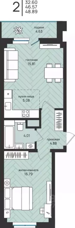 2-к кв. Архангельская область, Архангельск Московский просп. (48.89 м) - Фото 0