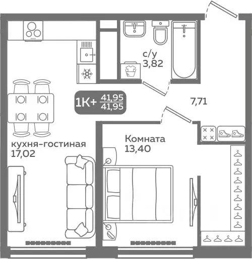 1-к кв. Тюменская область, Тюмень ул. Заполярная, 9/2 (41.95 м) - Фото 0