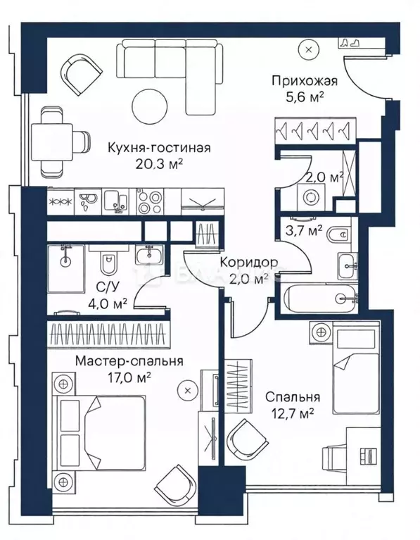 2-к кв. Москва Волоколамское ш., 95/2 (67.3 м) - Фото 2
