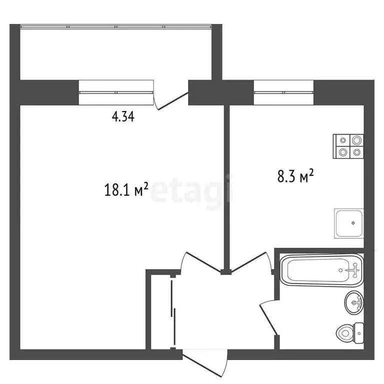 1-комнатная квартира: Вологда, улица Щетинина, 5 (34 м) - Фото 0