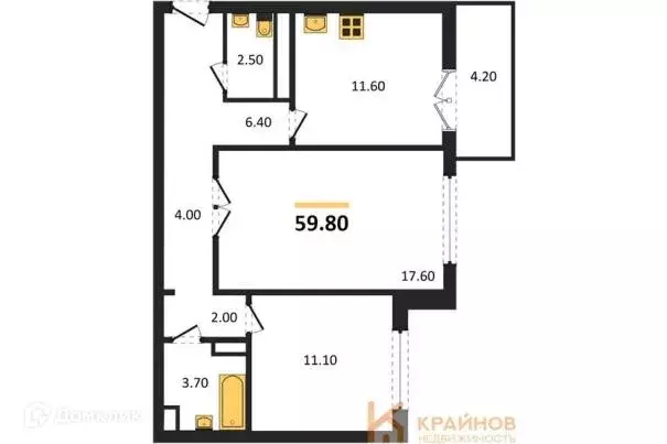 Продаётся 2-к квартира, 59.8 м - Фото 1