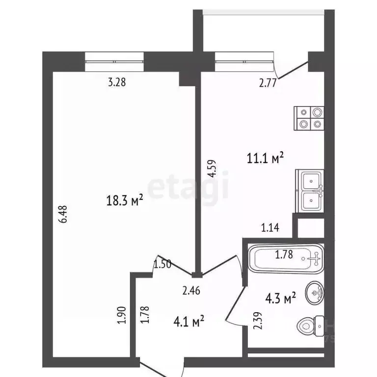 1-к кв. Саха (Якутия), Якутск просп. Михаила Николаева, 10/2В (37.8 м) - Фото 2