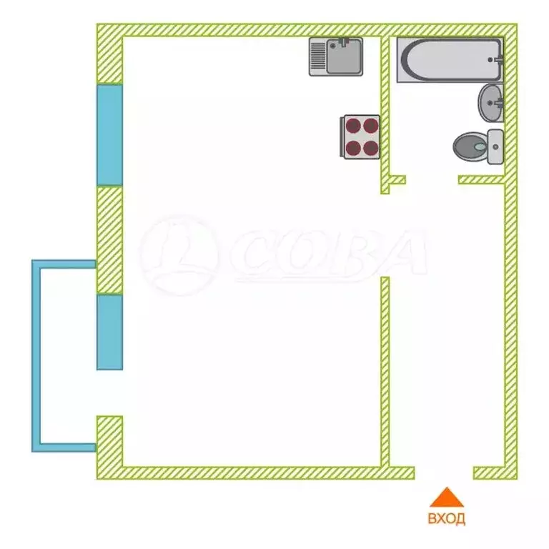 Квартира-студия: Тюмень, Холодильная улица, 85/1 (34 м) - Фото 1