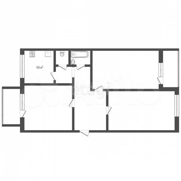 3-к. квартира, 83 м, 5/5 эт. - Фото 0