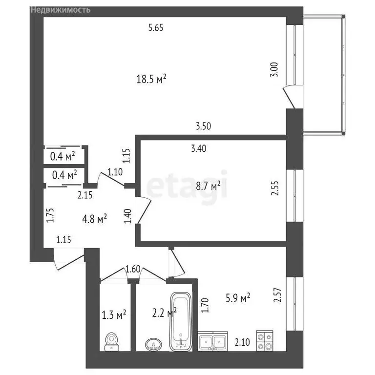 2-комнатная квартира: Ишим, улица Карла Маркса, 78 (40.3 м) - Фото 1