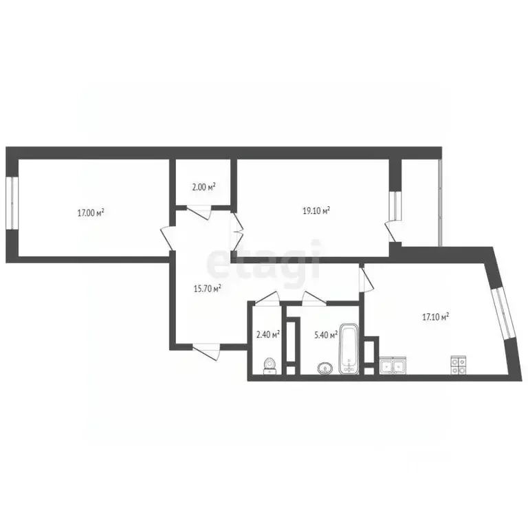 2-к кв. Калужская область, Калуга Московская ул., 311к3 (80.0 м) - Фото 2