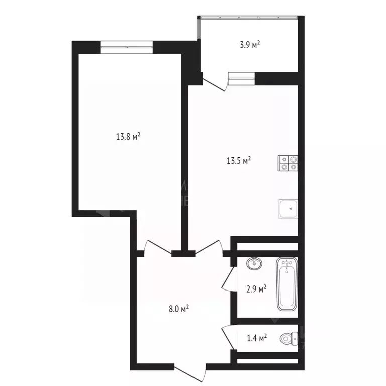 1-к кв. Тюменская область, Тюмень ул. Мельникайте, 2к12 (42.3 м) - Фото 1