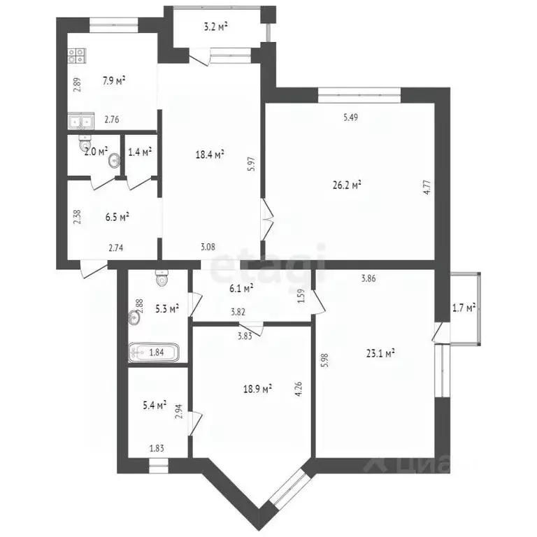 4-к кв. Тюменская область, Тюмень Одесская ул., 48А (122.1 м) - Фото 2